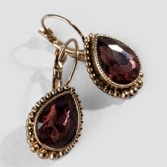 Francesca's Cathie Euro Teardrop Earrings in Berry - Picture 1 of 5